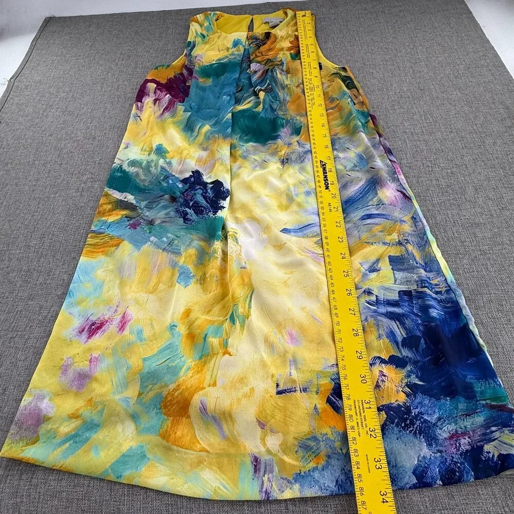 H&M Dress Watercolor Brush Stroke Multicolor High Round Neck Size 2 Lined‎